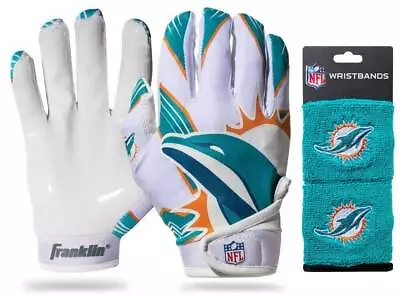 Miami Dolphins Kids NFL Officially Licensed Receiver Gloves & Wristbands • $51.95