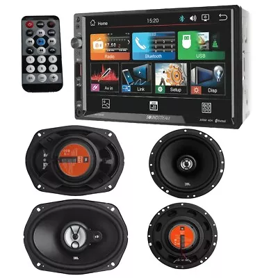 JBL 6.5 + 6x9  Car Speakers  & 7   Double DIN Bluetooth USB Car Stereo Radio • $186.99