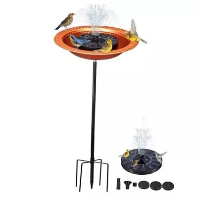 28 Inch Metal Bird Bath Stand Solar Powered Bird Bath Fountains Detachable  • $54.67