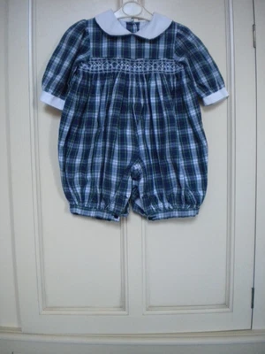 £2.99 • Buy Vintage Style Babies Multi Tartan Smocked Short Sleeve Peter Pan Collar Romper