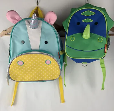 Skip Hop Large Unicorn & Small Dinosaur Zoo Backpacks For Toddler Little Kid • £14.25