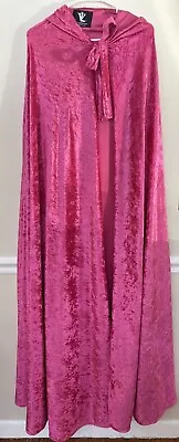 Von Lancelot Pink Hooded Cloak Crushed Velvet Cape Fantasy Cosplay • $59.99