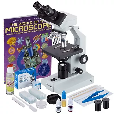 AmScope 40X-2500X Binocular Biological Microscope With Extensive Slide Preparati • $417.80