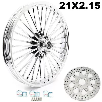 21X2.15 Fat Spoke Front Wheel Rim Rotor For Harley Softail Night Train Chrome • $379.99