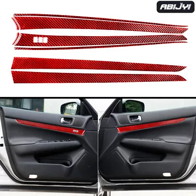 Red For Infiniti G37 Sedan 2010-2013 Carbon Fiber Interior Door Panel Cover Trim • $49.25