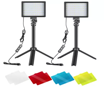 2PC LED Portable Photography Studio Lighting Kit W/ Color Filters F Photo Video • $27.22