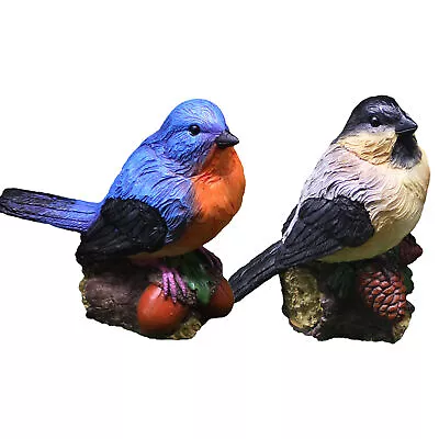 Bird Statue Cute Resin Simulated Bird Standing On Pine Cone Garden Decoration • $20.26
