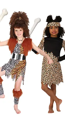 £19.42 • Buy Girls Cave Girl Costume Childs Stone Age Caveman Book Day Girls Fancy Dress