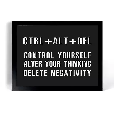 Picture Wall Art Framed Poster - Ctrl Alt Del Prints Keyboard Words Motivational • $14.81