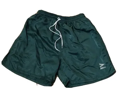VINTAGE MITRE Soccer Brand 100% Nylon Soccer Shorts W/ Drawstrings Solid GREEN M • $24.95