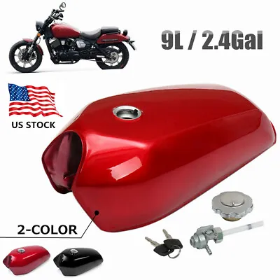 $203.99 • Buy 9L/2.4Gallon Universal Motorcycle Bike Refit Cafe Racer Fuel Gas Tank&Cap Switch