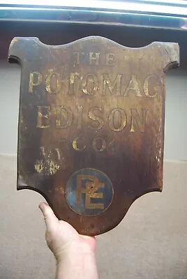 Vintage The Potomac Edison Co Train Trolley Bus Depot Wood Sign Hagerstown Md • $250