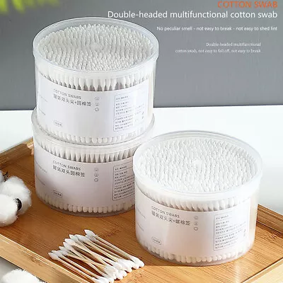 500pcs Disposable Wooden Handle Cotton Swab Double Head Q-Tip Cosmetic Tool Wi • £6.20