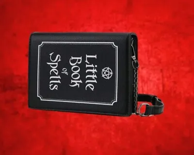 New Black PU Little Book Of Spells Pentagram Witch Gothic Shoulder Strap Bag • £29.99