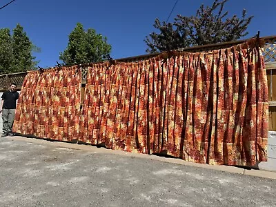 Vintage Mid Century Modern HUGE Curtains Drapes Barkcloth 48 FEET Of Fabric! • $895