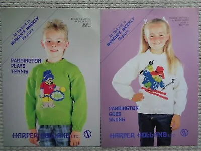 2 Knitting Patterns Of Paddington Bear - Tennis & Skiing For Children's Jumpers • £3.75