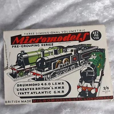 Vintage MICROMODELS MINIATURE CARD MODEL KIT OF 3 STEAM LOCOMOTIVES • £9.99