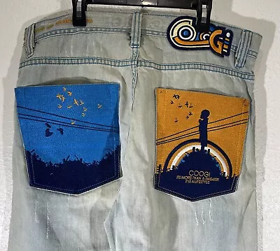 Vintage Y2K Coogi Jeans Baggy Denim Embroidered Hip Hop Skate Rap 36x34 • $55.21
