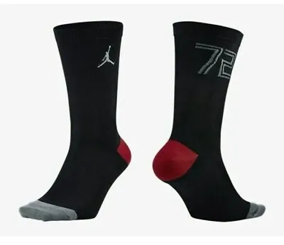 Nike Air Jordan Retro 11 XI 72-10 Jumpman Black Gray Red Crew Socks Men's Size M • $9.99