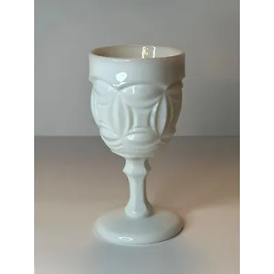 Vintage MCM LE Smith Bristol White Milk Glass Geometric Drinking Goblet 6.5  • $19.98