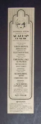 Allman Brothers Emerson Lake & Palmer Fleetwood Mac Academy Of Music 1972 Advert • $11.99