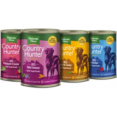 Country Hunter Wet Dog Food Cans Tins With Superfoods All Flavours & Sizes • £27.59