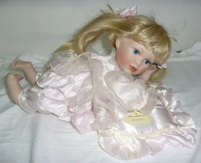 COLLECTIBLE CUTE BISQUE PORCELAIN DOLL Bisque Head Cloth Body Glass Eyes • $29.95