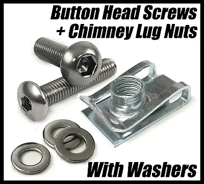 M4 M5 M6 M8 Chimney Lug Nuts With Button Head Screws & Washers Panel Fix Clips • £4.32