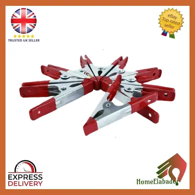 Large 4'' 6  Metal Strong Grip SPRING CLAMPS Woodworking Clips PVC Coated Ends • £3.99