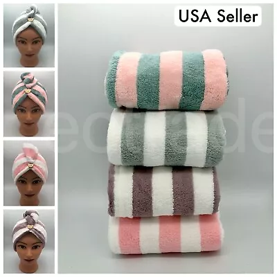 $7.42 • Buy Super Absorbent Hair Drying Cap, Turban Twist Wrap Soft Towel
