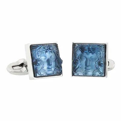 New Lalique Crystal Arethuse Blue Cuff Links #10603600 Brand Nib Save$$ F/sh • £279.61