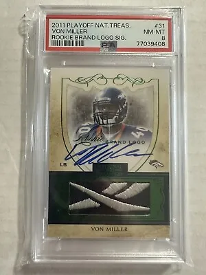 2011 Von Miller RC National Treasures Brand Logo Sig Reebok Auto /10 PSA 8 • $1150