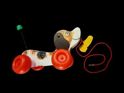 ADORABLE!! Vtg Fisher-Price Wooden Pull Behind 'Little Snoopy' Puppy Dog No. 693 • $29.80
