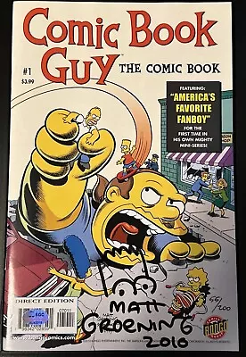 Rare 2010 Sdcc Comic Book Guy #1 Matt Groening Signed Sketch Simpsons Bongo 9.2+ • $599.99