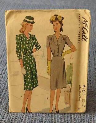 Vintage McCALL Printed SEWING PATTERN Dated 1945 #6101 ~ LADIES & MISSES DRESS • $16.50