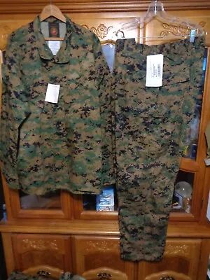 USMC MARPAT Uniform WOODLAND SET Combat Shirt Pant X LARGE REGULAR NEW WITH TAG • $175.75