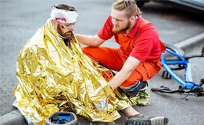 Medical Emergency Thermal Blanket Mylar Trauma Military Survival First Aid Gold • $2.77