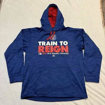 Texas Rangers Mlb Hoodie Mens Large Blue 2016 Train To Reign Majestic Thermabase • $29.95