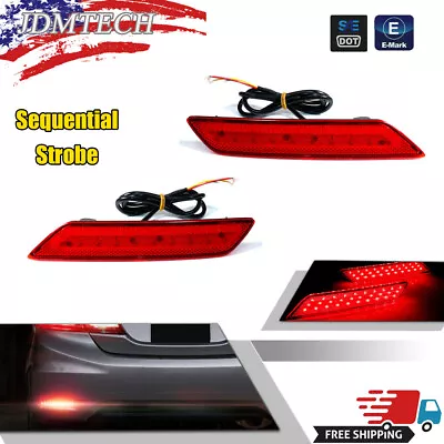 For 2013-2015 Honda Civic Sedan Red Lens LED Rear Bumper Reflector Brake Lights • $16.99