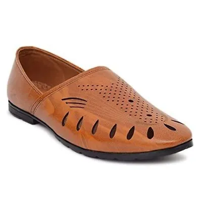 Comfortable Men's Tan Fully Nagra Faux Jutti Casual Slip-On Light Wight Shoe • £18.89