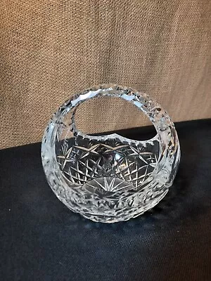 Vintage Bride's Basket Centerpiece Crystal Clear Lead Crystal Cut Glass • $16