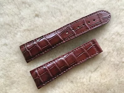 22mm Genuine Red Brown Crocodile Leather Grain Watch Strap For Maurice • $31.20