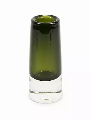 Murano Style Glass Vase Small Mid Century Modern Sommerso Green Clear Decorative • $55