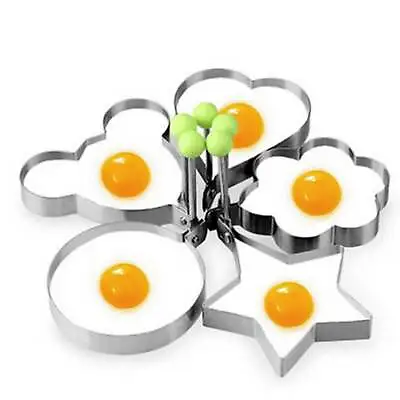 5Pc Eggs Frying Ring Fry Fired Poacher Mould Perfect For Pancake Egg Handle Iron • £3.98