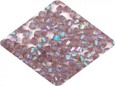 Czech Bicone Crystal Beads Light Amethyst Full AB 3mm 4mm AB2X Rondelle Diamond • $2.69