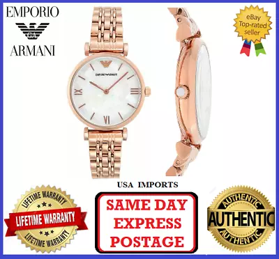 Emporio Armani AR11110 Gianni T-Bar Rose Gold And White Pearl Womens Watch • $249.99