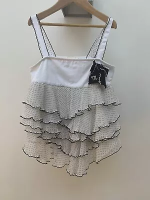 100% Silk Monnalisa Chic Size 10 Girls White And Black Detailing Thick Strap Top • $48.70