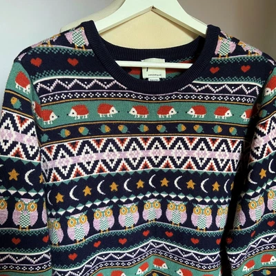 £45 • Buy Joanie Night Owl Fair Isle Knit Jumper Autumnal Halloween Size XL