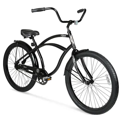 26 Inch Beach Cruiser Mens Bike Steel Frame Bicycle Alloy Wheels Speed Black New • $170.94