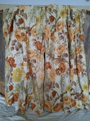 £75 • Buy Vintage SANDERSON Yellow Rose Floral Curtains Shabby Chic W102cm D110cm Fabric